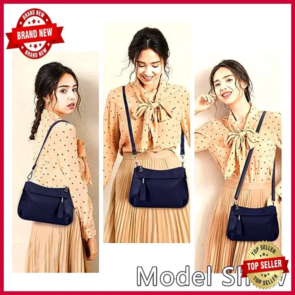 Genuine Leather Hobo Bag Crossbody Shoulder Bag with Adjustable Straps